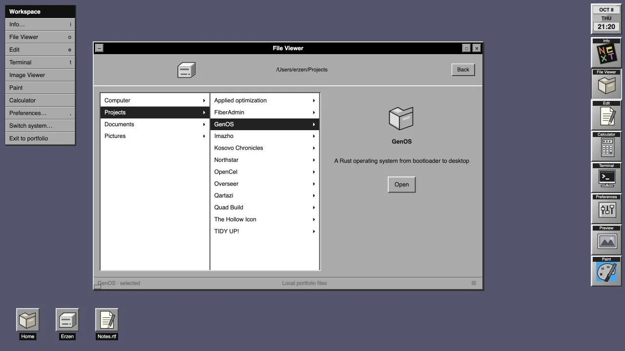 NeXTSTEP desktop preview