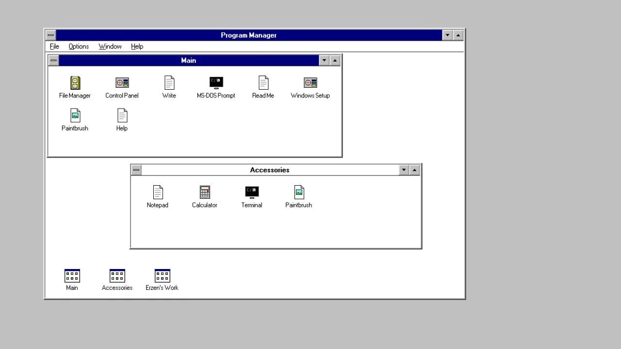 Windows 3.1 desktop preview