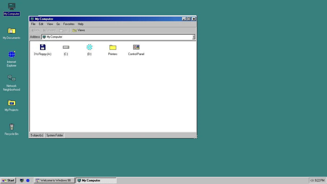 Windows 98 desktop preview